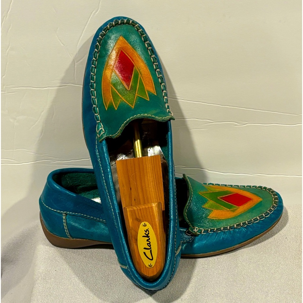 Original all leather Vivance Classic turquoise blue, 100% leather &hand sewn 8.5